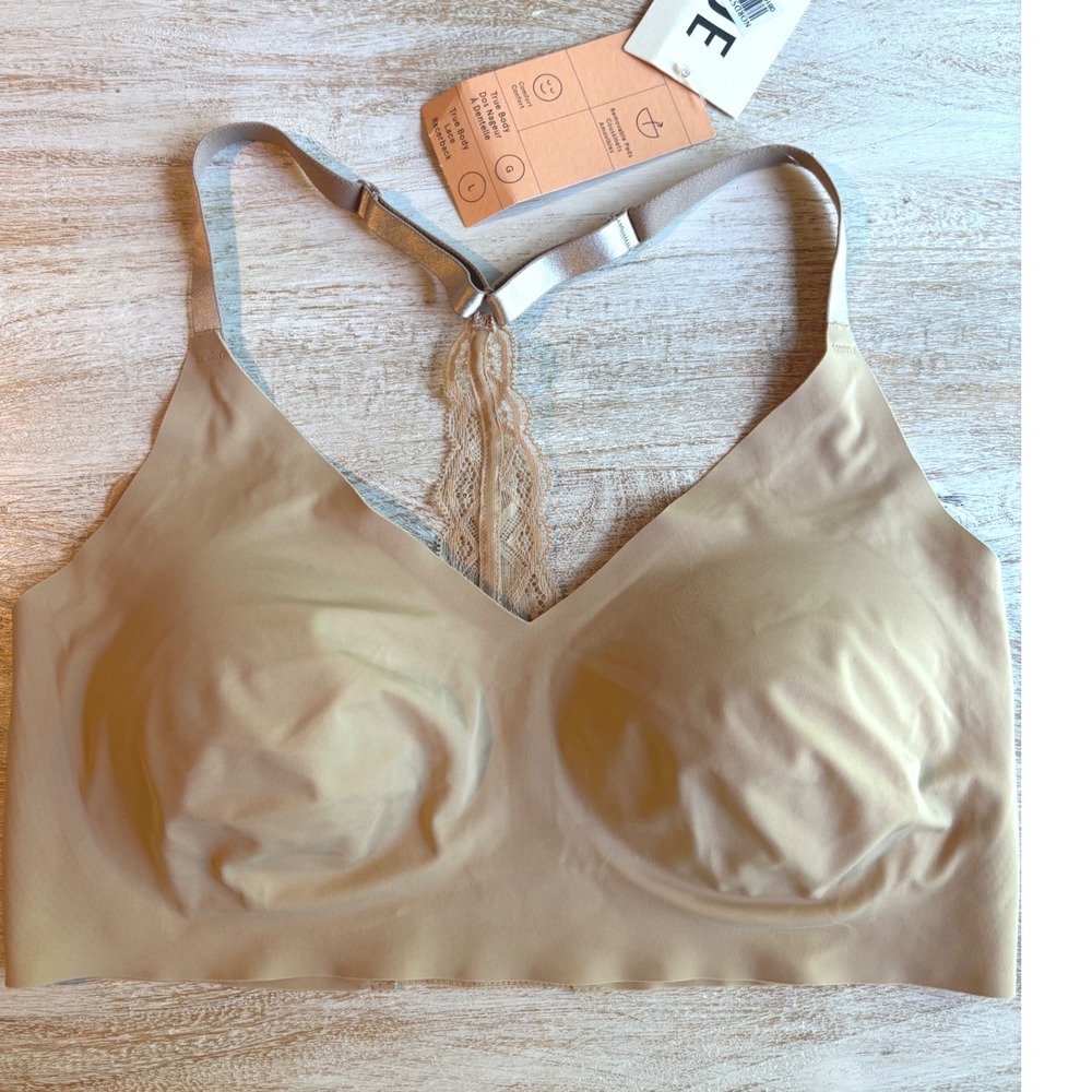 True & Co Large True Body Triangle Racerback Bra Women Dulce Beige